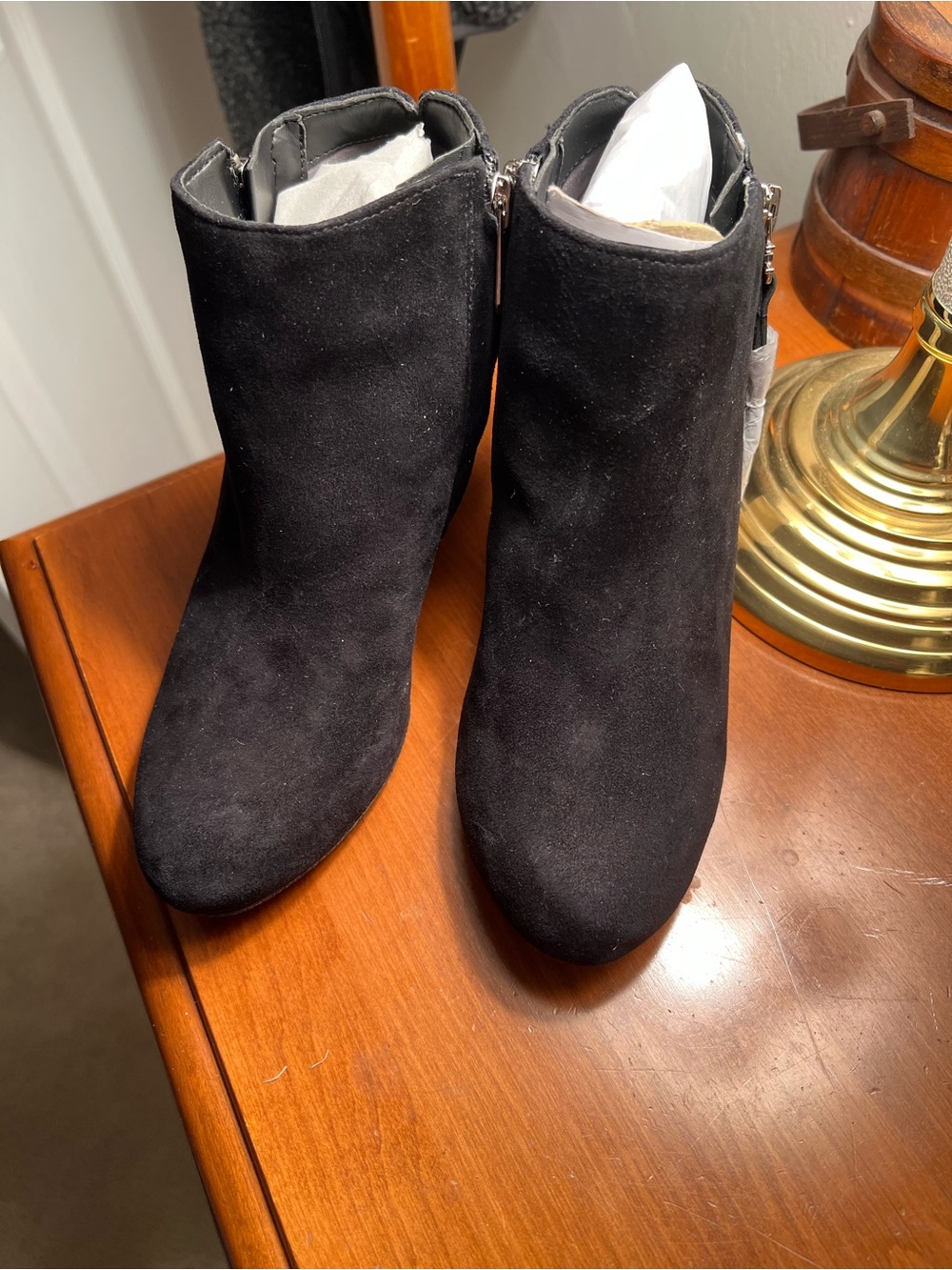 Sam Edelman Leather Black Suede Ankle Booties